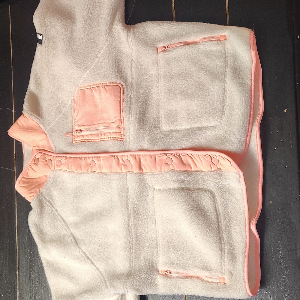 PUMA White and NEON ORANGE Fleece Jacket/Sweater - Picture 4 of 13